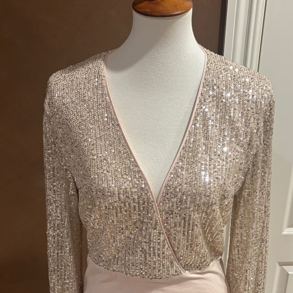 Bardot Glittering Sequin Bodysuit in Silver - Picture 2 of 8